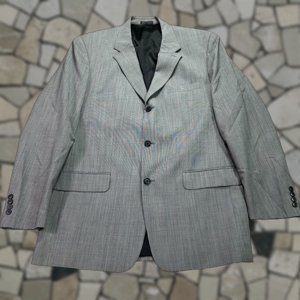Alfani Alfani Mens 44L 2 Piece Suit Jacket Pants Gray Wool Cashmere Check Size 44R - 1 Thumbnail