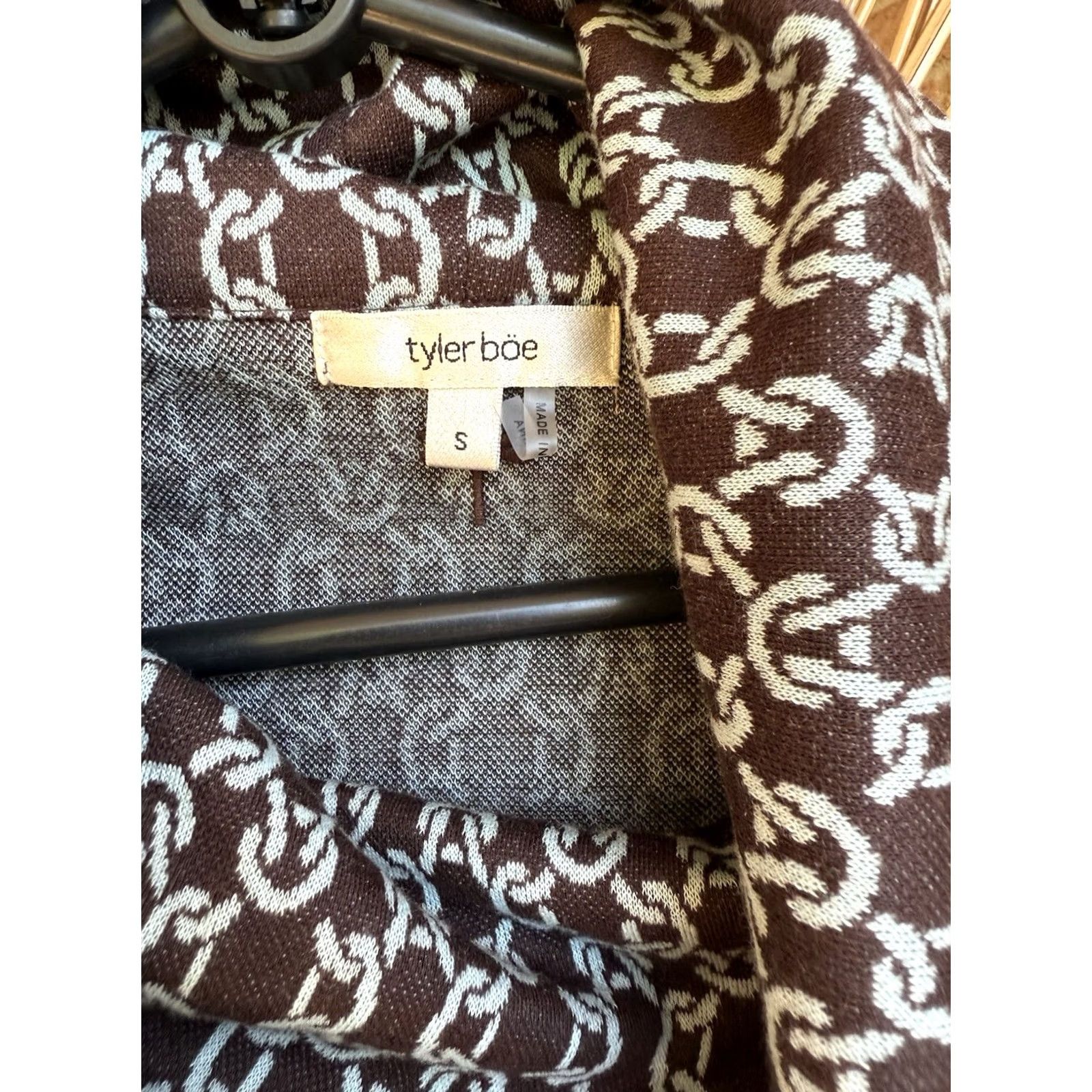 Vintage VINTAGE Tyler Boe Geometric Print Knit Cowl Neck Shift Dress S Brown Blue Size S / US 4 / IT 40 - 6 Thumbnail