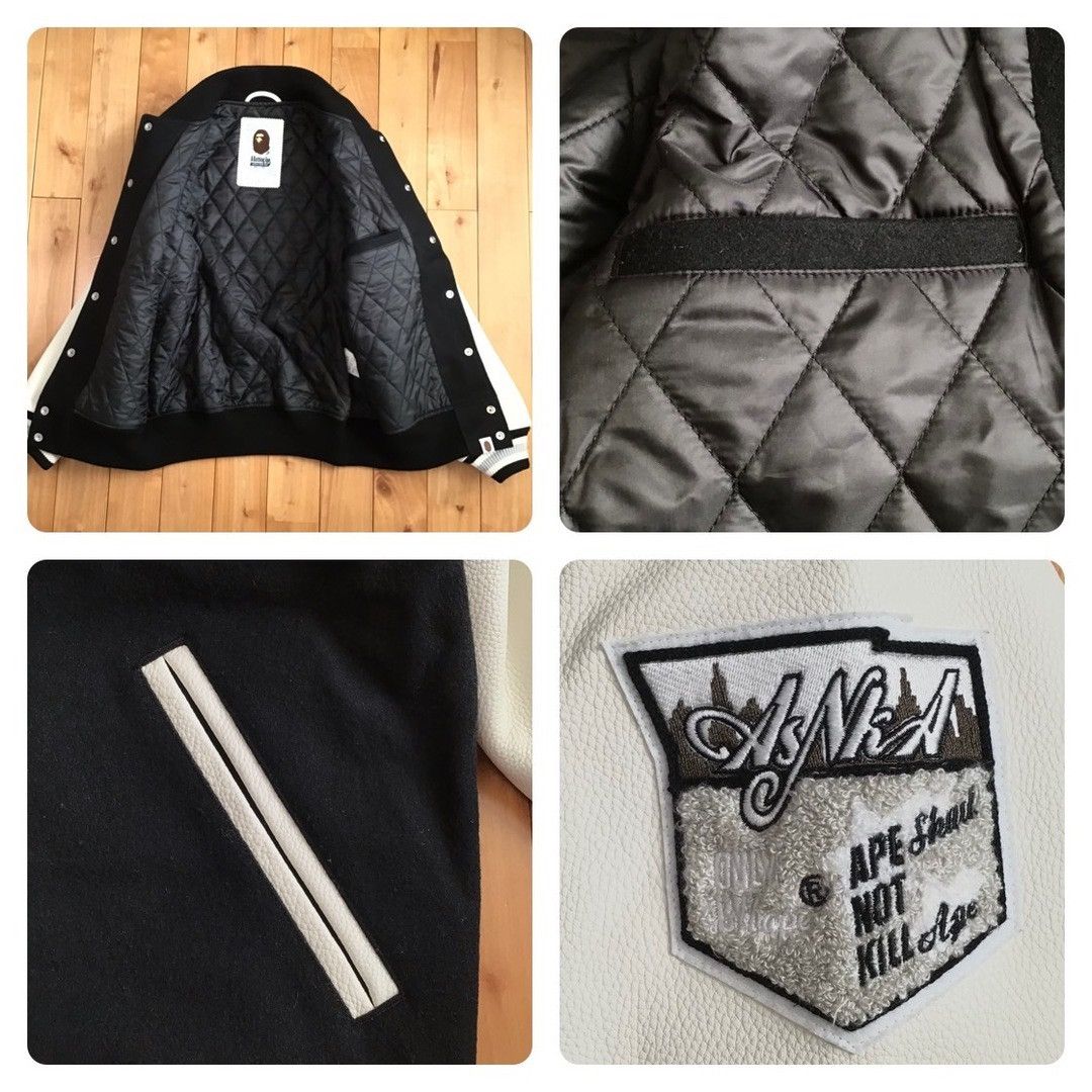 Bape BAPE LOGO Leather Sleeve Varsity Jacket a bathing ape Size US S / EU 44-46 / 1 - 8 Thumbnail