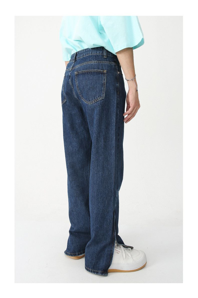 Japanese Brand × Jean Dark blue casual straight-leg slit washed jeans Size US 32 / EU 48 - 4 Thumbnail