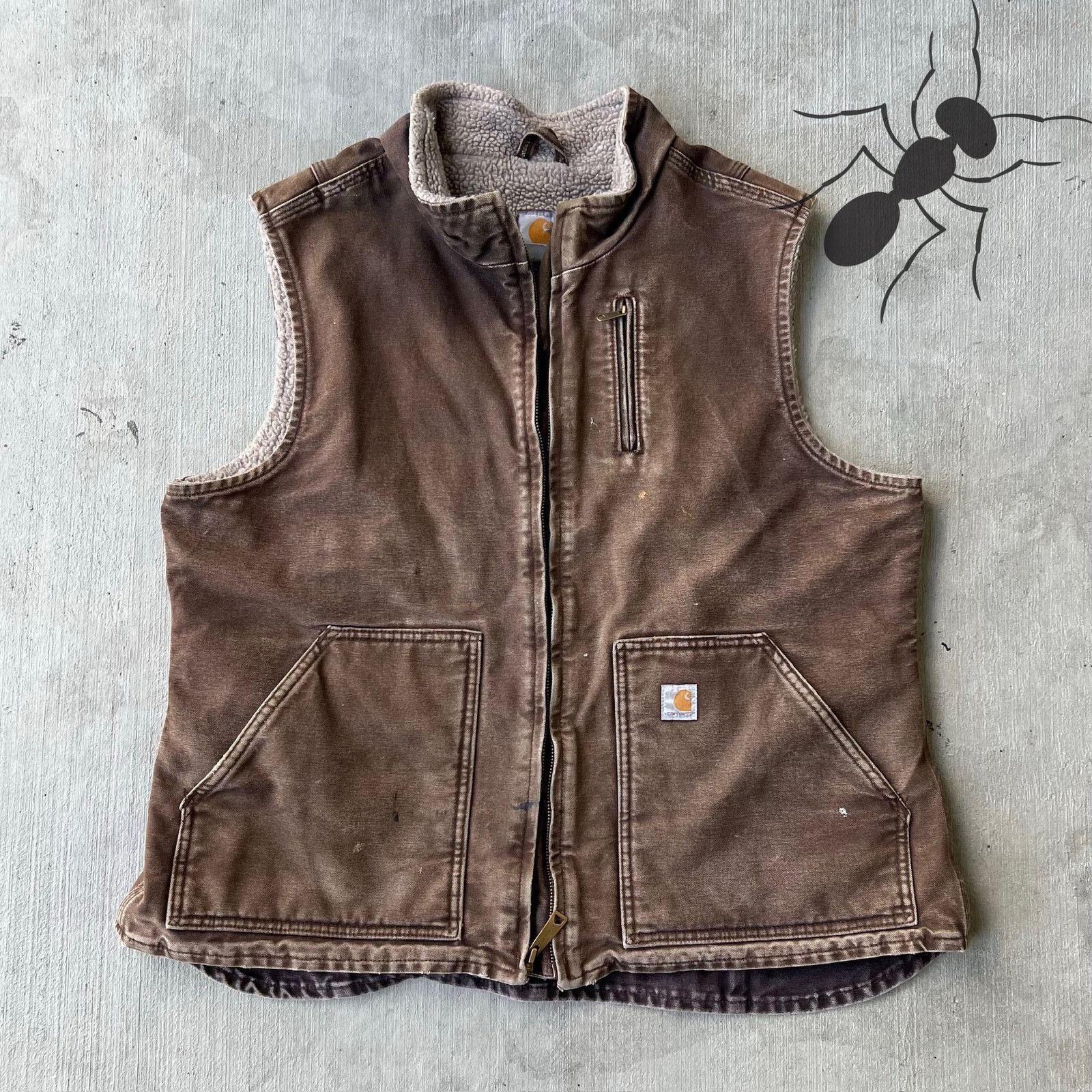 Carhartt × Vintage Carhartt WOMENS brown sherpa work wear vest Size US XL / EU 56 / 4 - 1 Thumbnail
