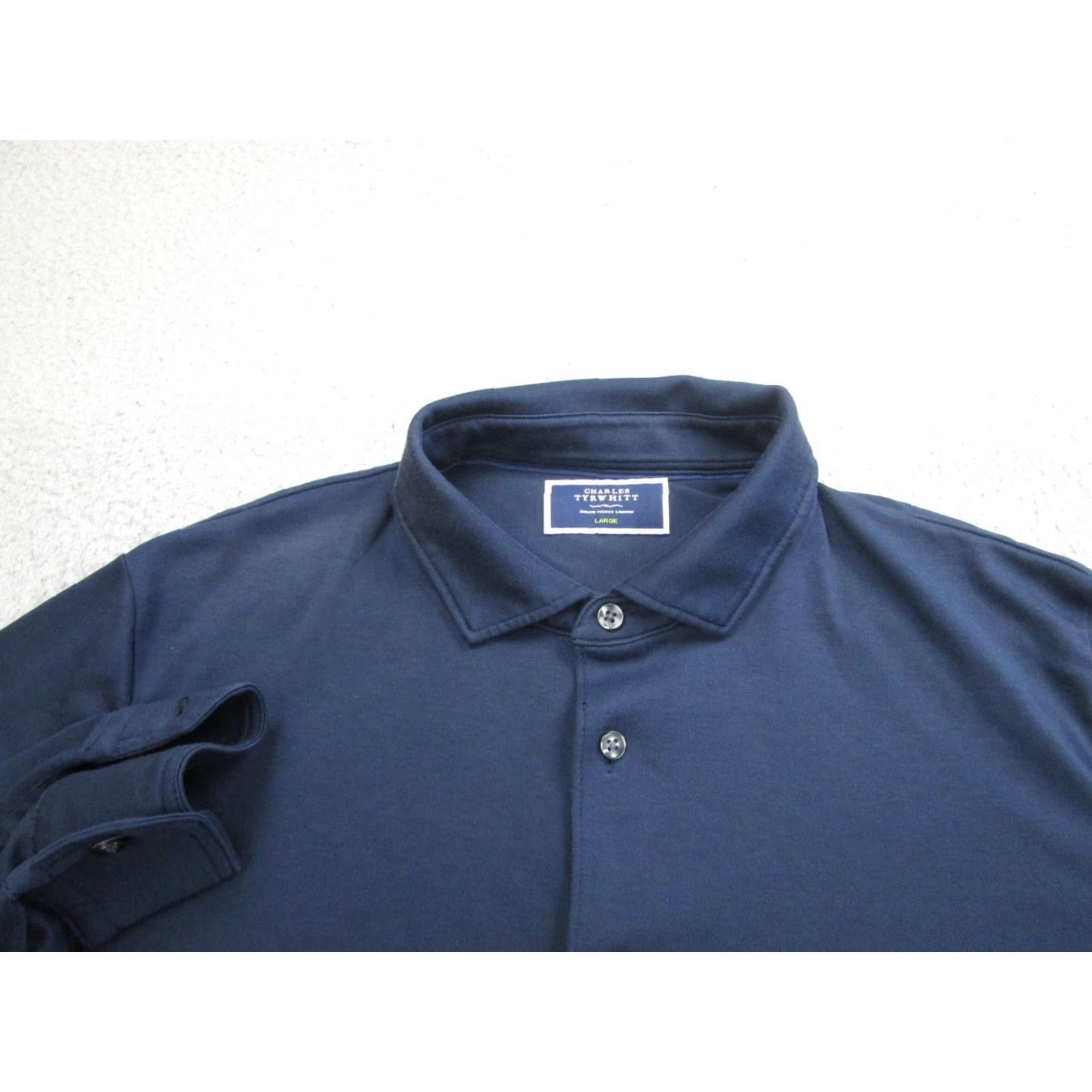 Charles Tyrwhitt Charles Tyrwhitt Shirt Mens Large Navy Blue Long Sleeve Button Front Cotton Size US L / EU 52-54 / 3 - 3 Thumbnail