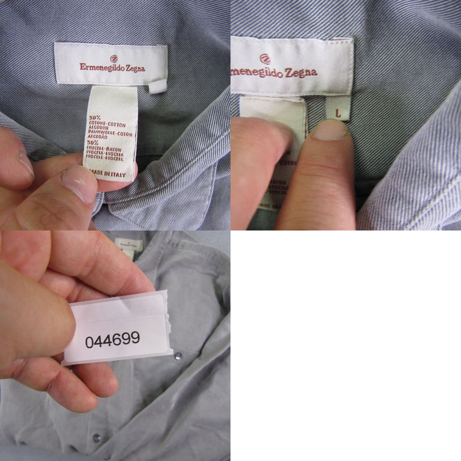 Ermenegildo Zegna VINTAGE Ermenegildo Zegna Shirt Mens Large Gray Long Sleeve Button Up Cotton Lyocell Size US L / EU 52-54 / 3 - 8 Thumbnail