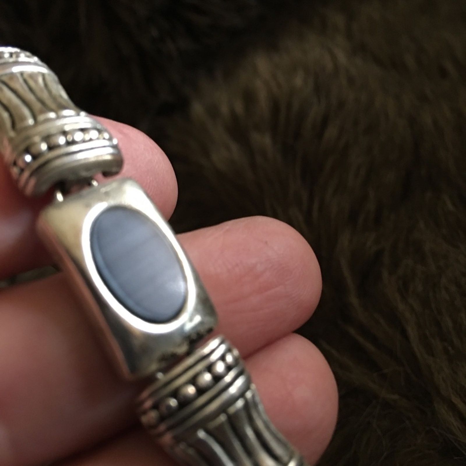Jewelry Silver tone medieval style blue resin bracelet Size ONE SIZE - 8 Thumbnail