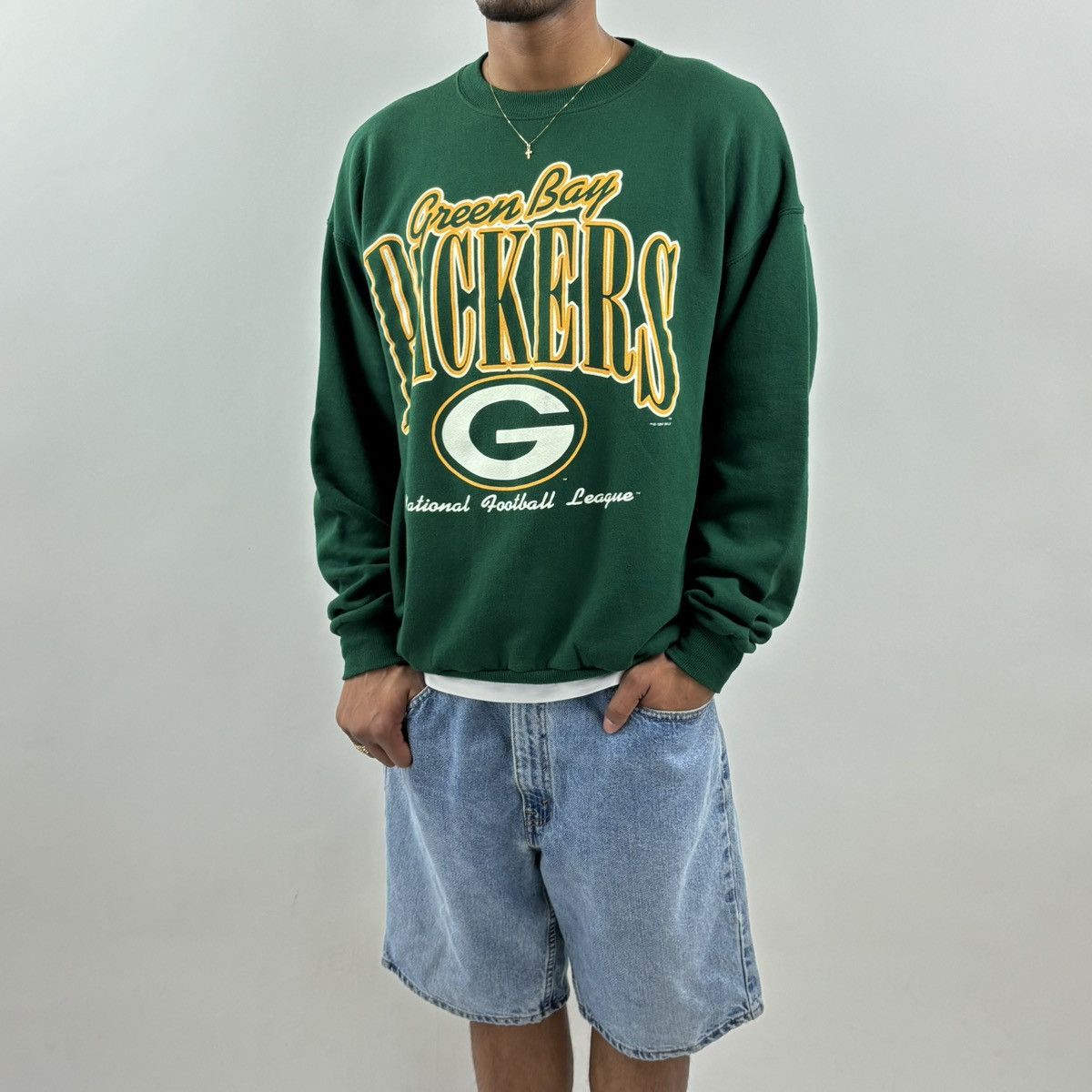 NFL vintage 90s NFL GREEN BAY PACKERS Spellout sweatshirt Size US L / EU 52-54 / 3 - 4 Thumbnail
