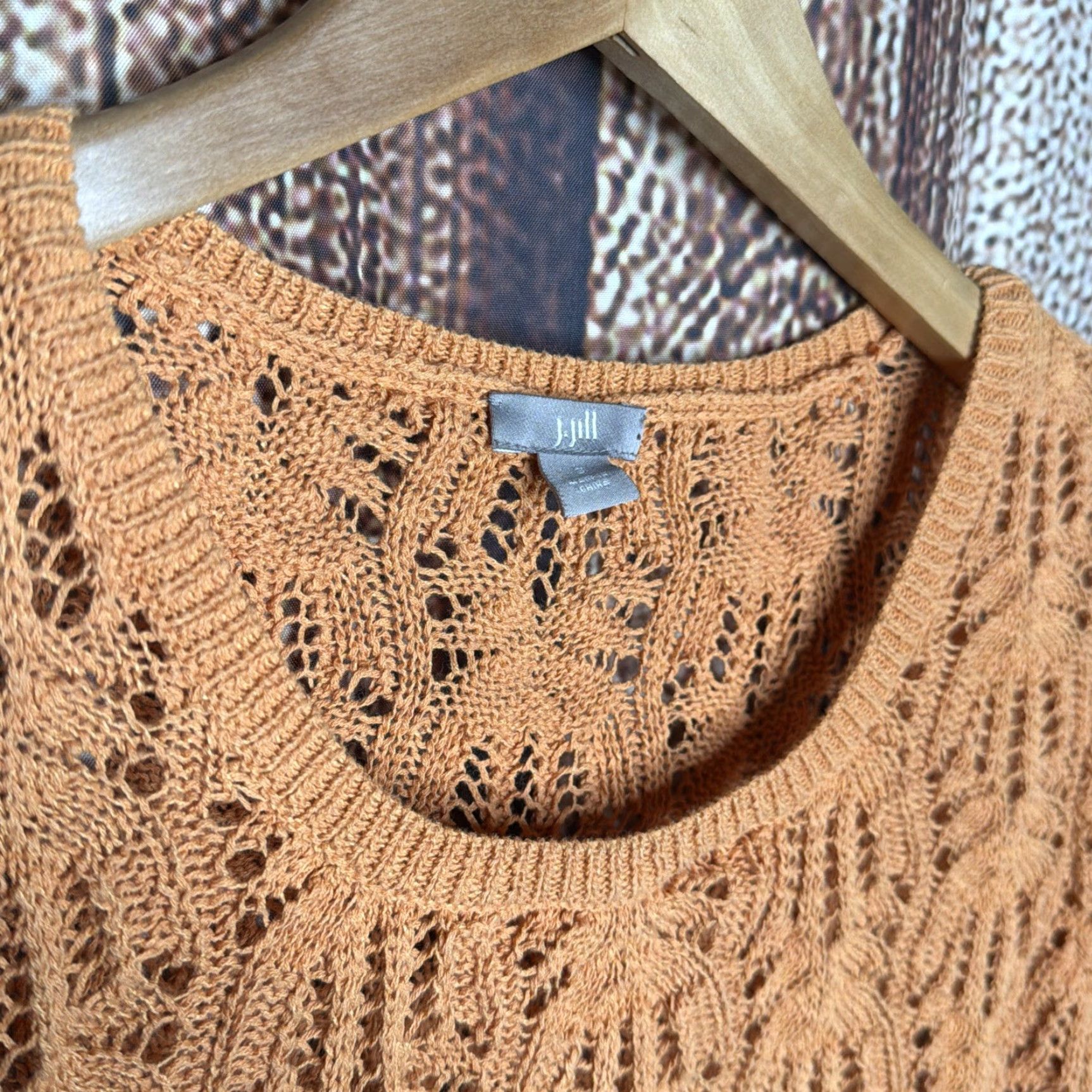 J. Jill J Jill Blouse Short Sleeve Petite Embroidered Button Orange Women's S Geometric Size S / US 4 / IT 40 - 2 Thumbnail