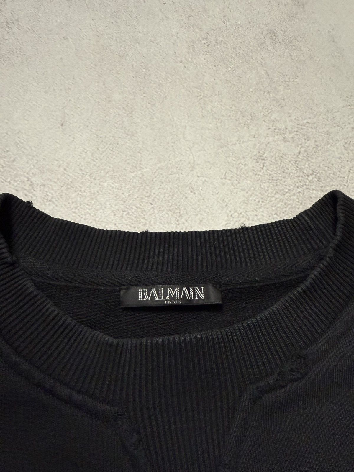 Balmain Vintage Balmain Sweatshirt Big Logo Distressed style Black Size US XXL / EU 58 / 5 - 6 Thumbnail