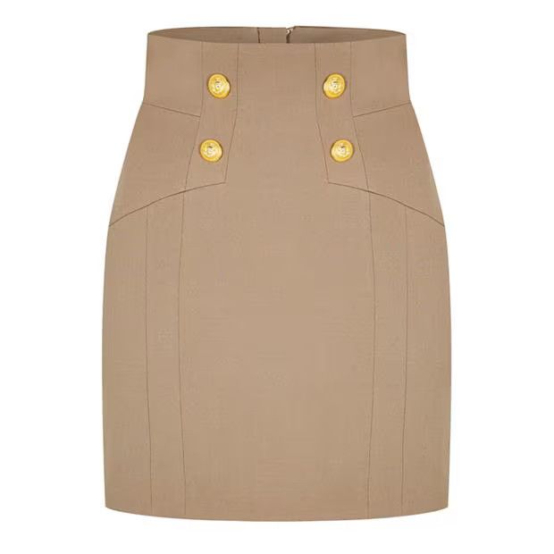 Balmain o1g2r1mq0924 Button Pencil Skirt in Beige Size 29" - 1 Thumbnail