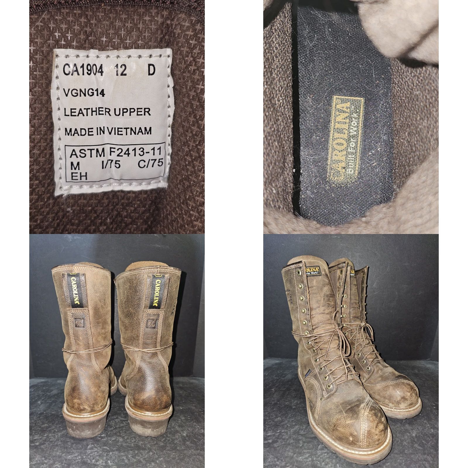 Vintage Carolina CA1904 Linesman Boots Brown Leather Waterproof Composite Toe Men Sz 12D Size US 11 / EU 44 - 8 Thumbnail