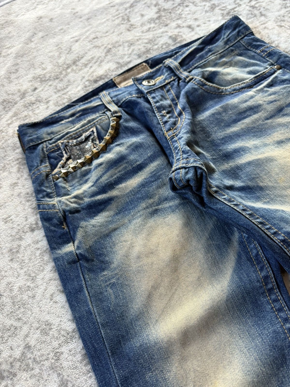 Hysteric Glamour × Playboy Yoshitomo Lolita Embellished Studded Shadow Wash Jeans Size US 29 - 3 Thumbnail