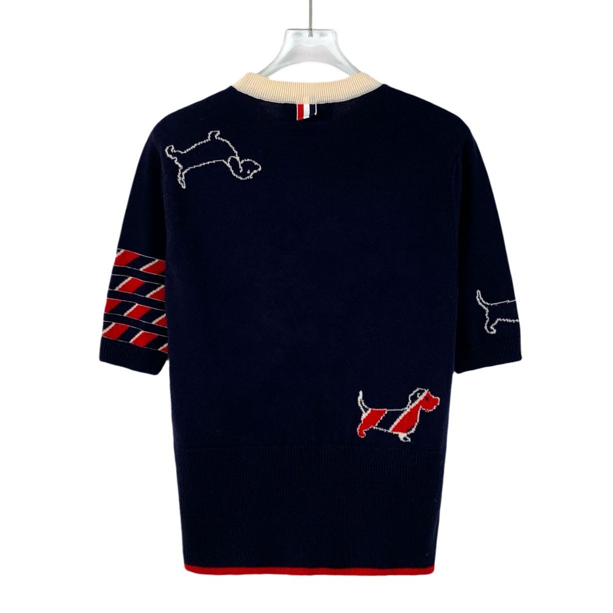 Thom Browne Thom Browne Navy Blue Wool Short-Sleeved Sweater With Puppy Size XS / US 0-2 / IT 36-38 - 6 Thumbnail