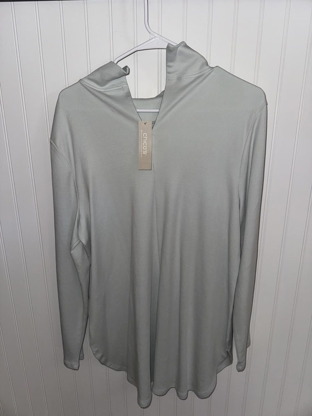 Chicos Chico's Light Gray Long Sleeve Hoodie Size 2 Size XS / US 0-2 / IT 36-38 - 1 Thumbnail