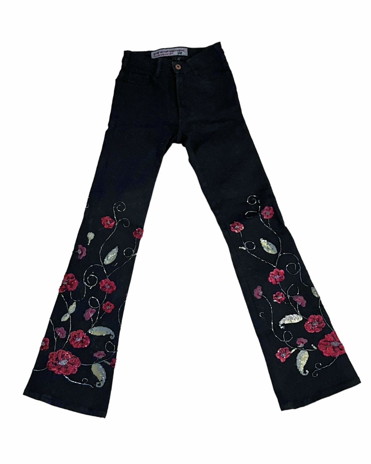 image of If Six Was Nine x Le Grande Bleu L G B Japanese Black Flower Embroidery Jeans, Women's (Size 24)