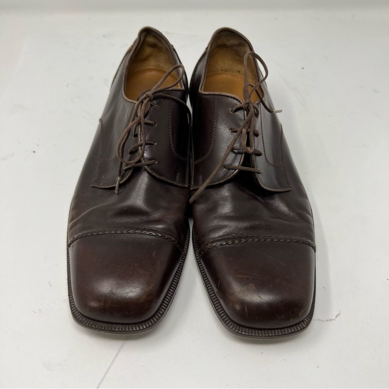 Bally Bally men’s brown leather square toe box Oxford shoes sz 7.5 Size US 7.5 / EU 40-41 - 3 Thumbnail