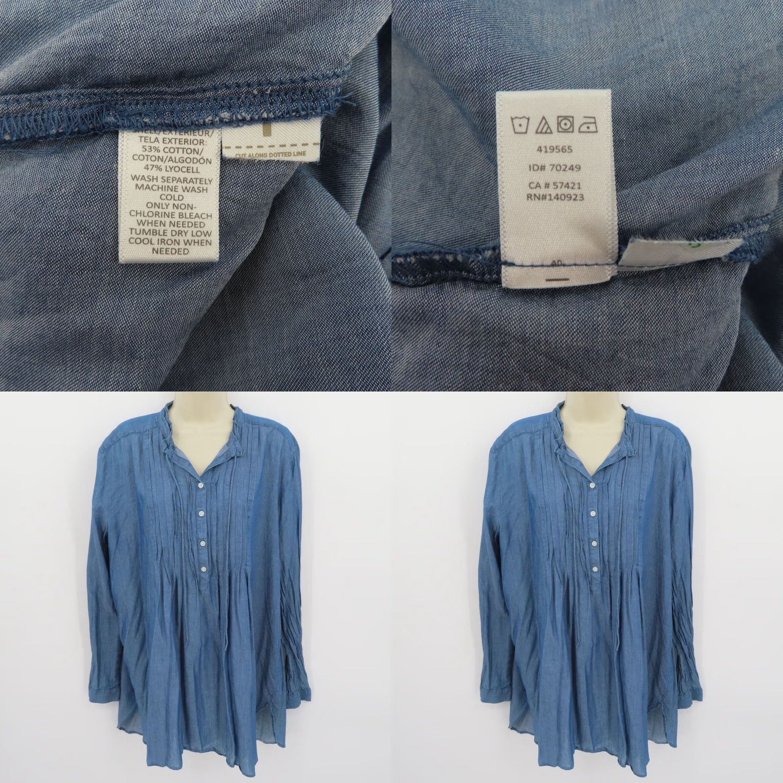 Ann Taylor LOFT Ann Taylor Women XL Softened Shirt Blue Chambray Flowy Top Blouse Size XL / US 12-14 / IT 48-50 - 8 Thumbnail