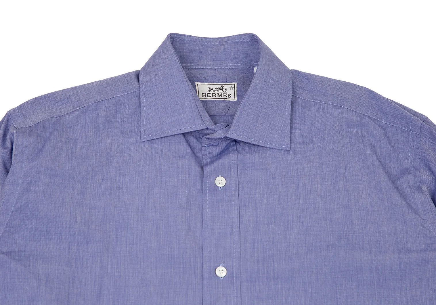 Hermes Cotton Double Cuff Shirt in Blue, Size 40 Size US XXS / EU 40 - 2 Thumbnail