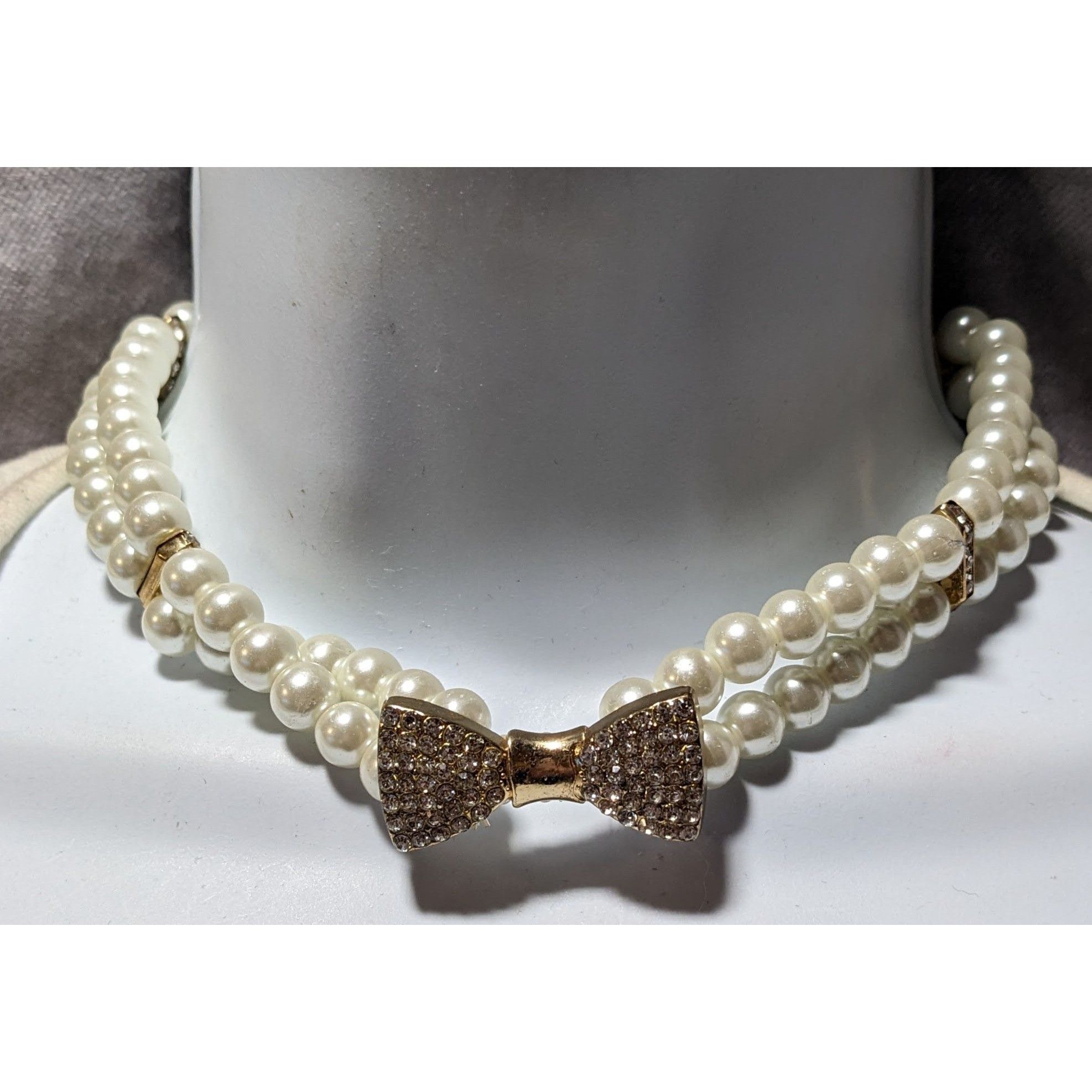 Other Vintage Coquette Rhinestone Faux Pearl Stretch Choker Size ONE SIZE - 8 Thumbnail