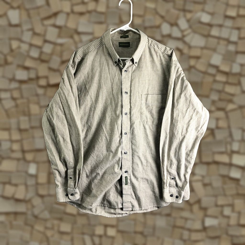 Dockers DOCKERS Mens XL Beige Plaid Long Sleeve Button Down Collar Shirt Size US XL / EU 56 / 4 - 1 Thumbnail
