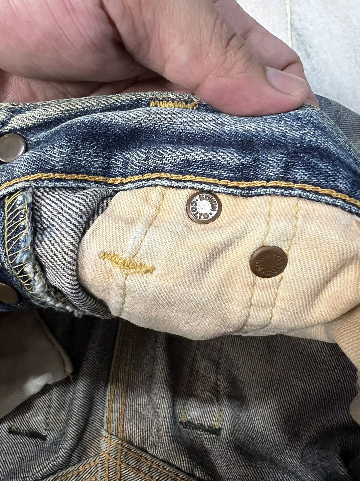 Edwin 💥INSANE💥 Vintage 90’s Edwin 505x Distressed Selvedge Jeans Size US 28 / EU 44 - 15 Thumbnail