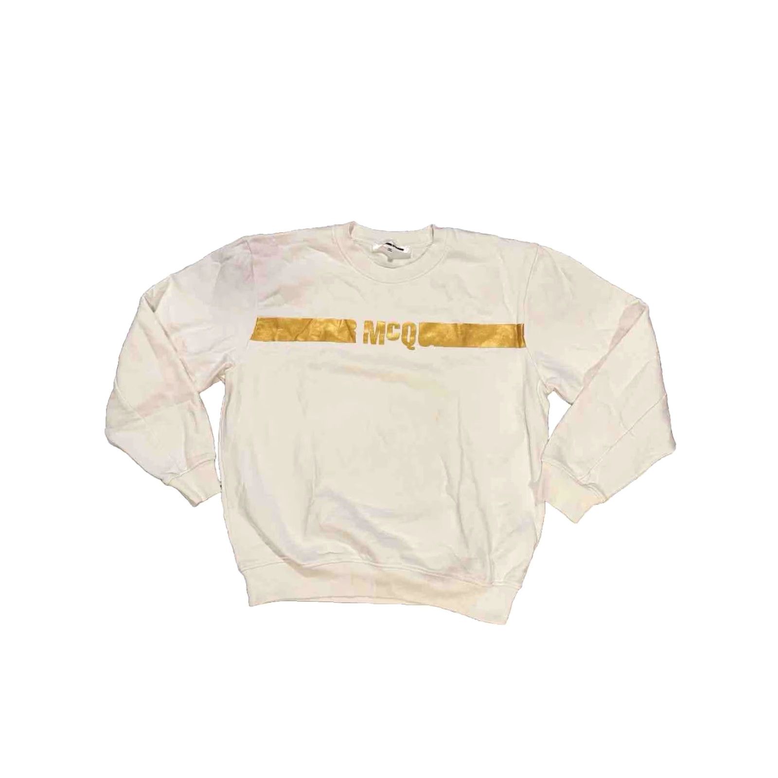 Alexander McQueen Alexander McQueen MCQ Gold Logo Crewneck Sweatshirt White Size M Mens Knit Cotton Regular Graphic Print Logo Pullover Crew Neck Long Sleeve Size US M / EU 48-50 / 2 - 2 Thumbnail