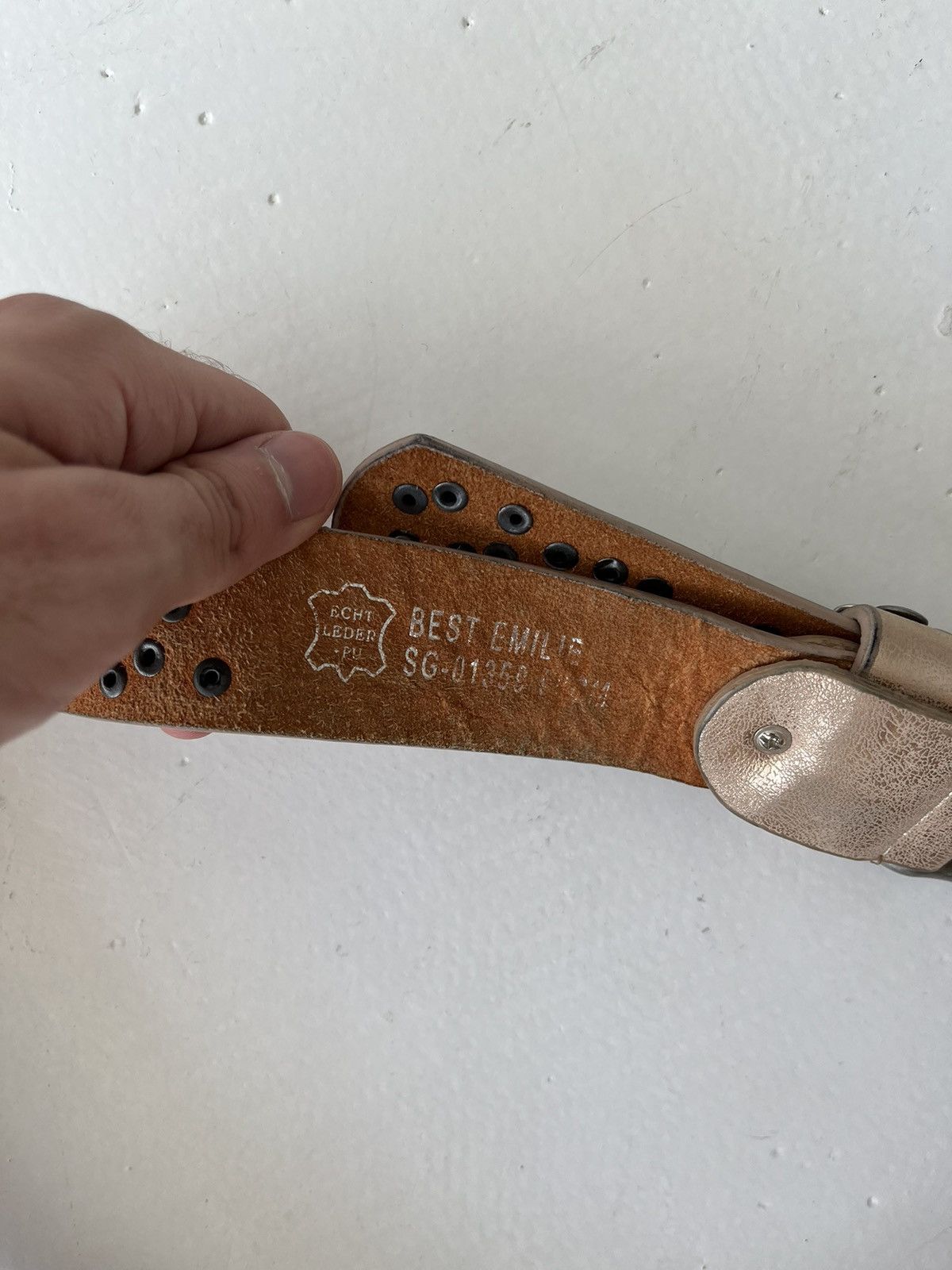 Japanese Brand Japanese vintage pink leather belt grunge punk Y2K Size ONE SIZE - 4 Thumbnail