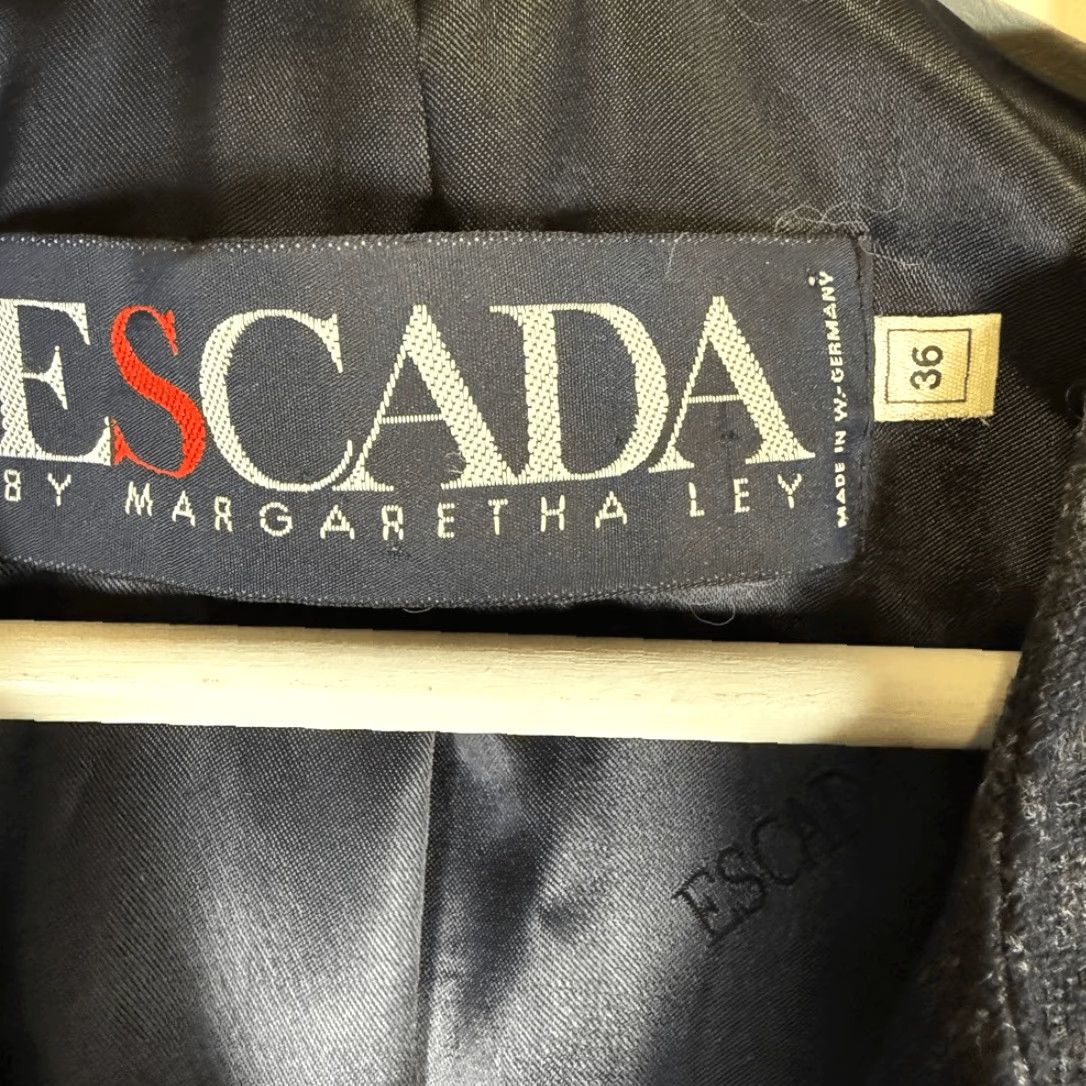 Escada VINTAGE Escada Margaretha Ley Jacket Black 100% Wool Button Front Women M Patterned Size M / US 6-8 / IT 42-44 - 2 Thumbnail