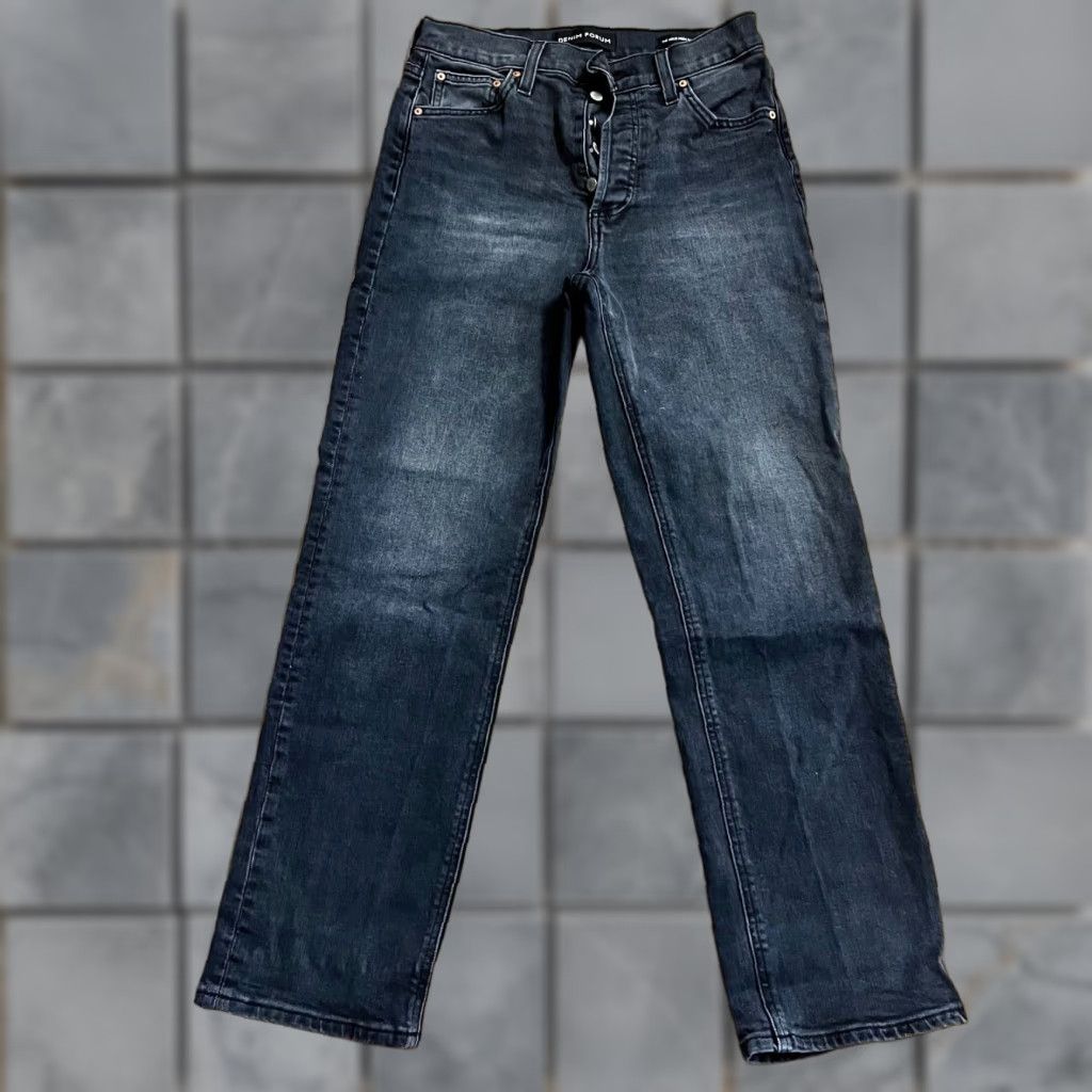 Vintage Denim Forum Jeans Womens 28 Long Arlo High Rise Straight Button Fly Black Size 28" / US 6 / IT 42 - 1 Thumbnail