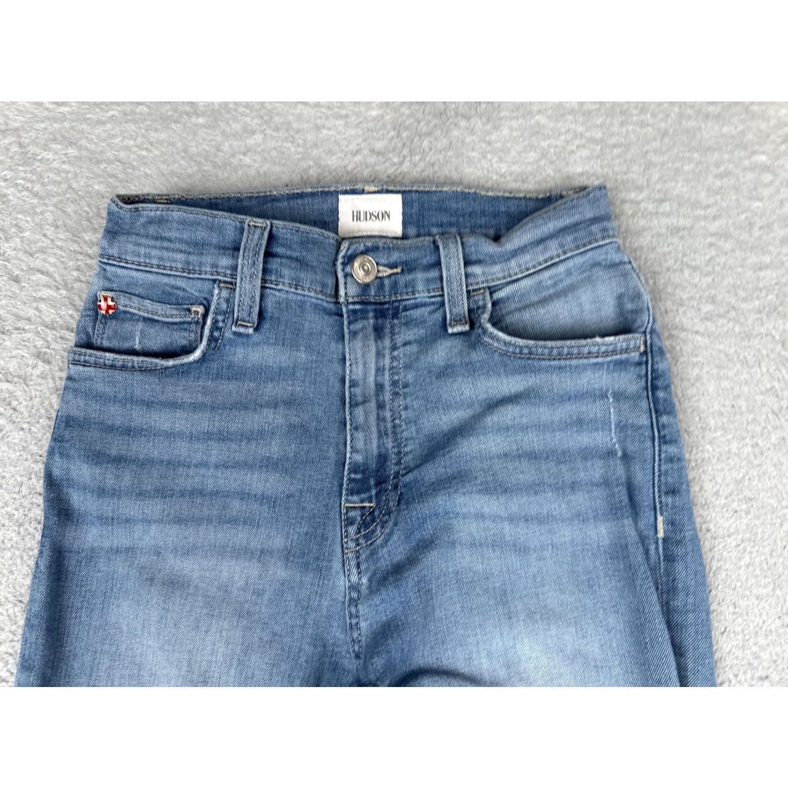 Hudson Hudson Noa Straight Jeans Womens 24 Blue Med Wash Mid Rise Distressed Crop 24x26 Size 42" / US 20 - 4 Thumbnail