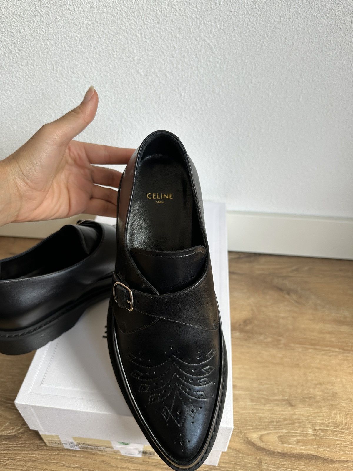Celine × Hedi Slimane Celine Creepers buckle derby leather black Size US 8 / EU 41 - 7 Thumbnail