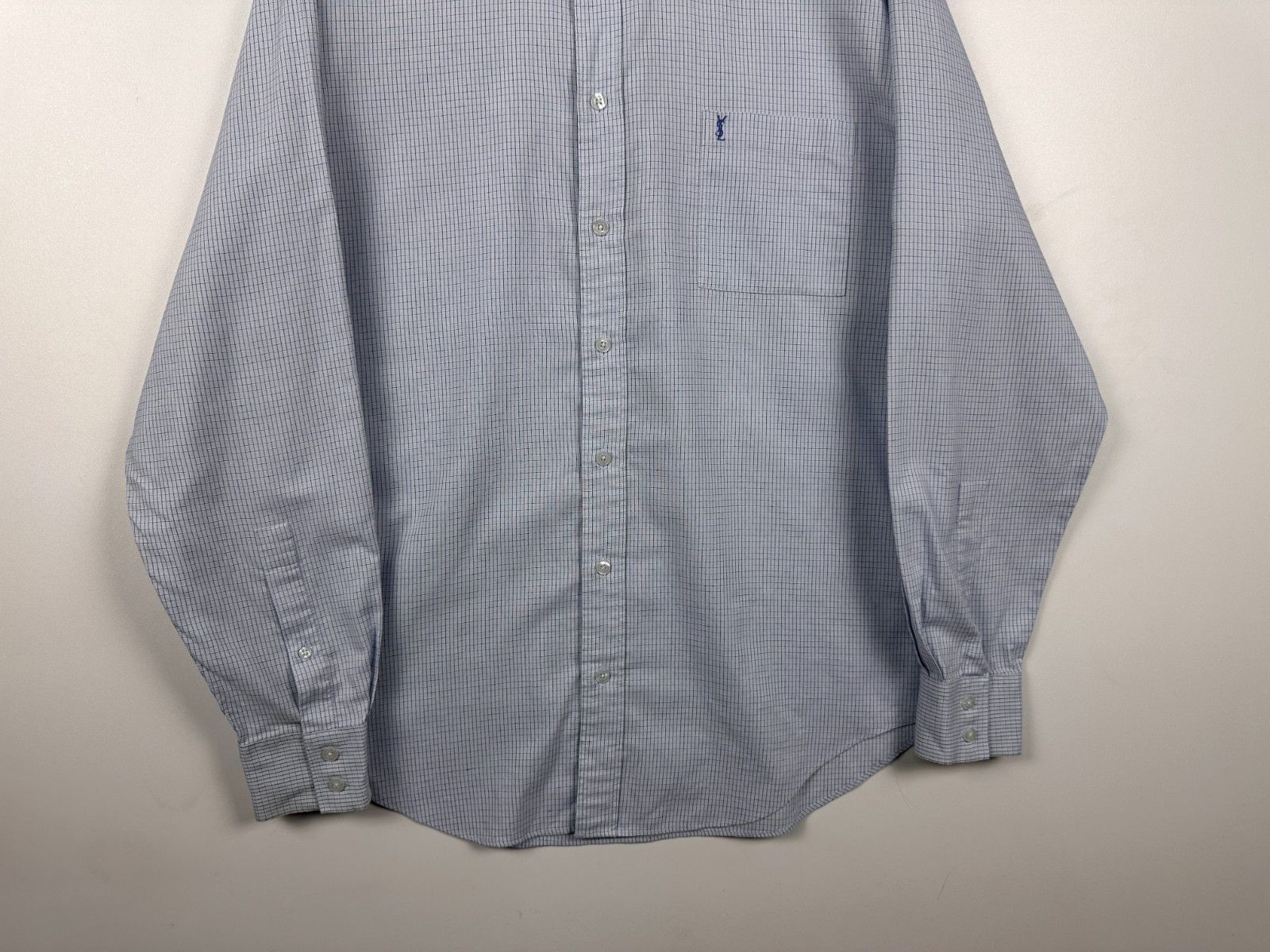 Yves Saint Laurent Yves Saint Laurent Check Shirt Button Down Blue Size 42 Size US XL / EU 56 / 4 - 4 Thumbnail