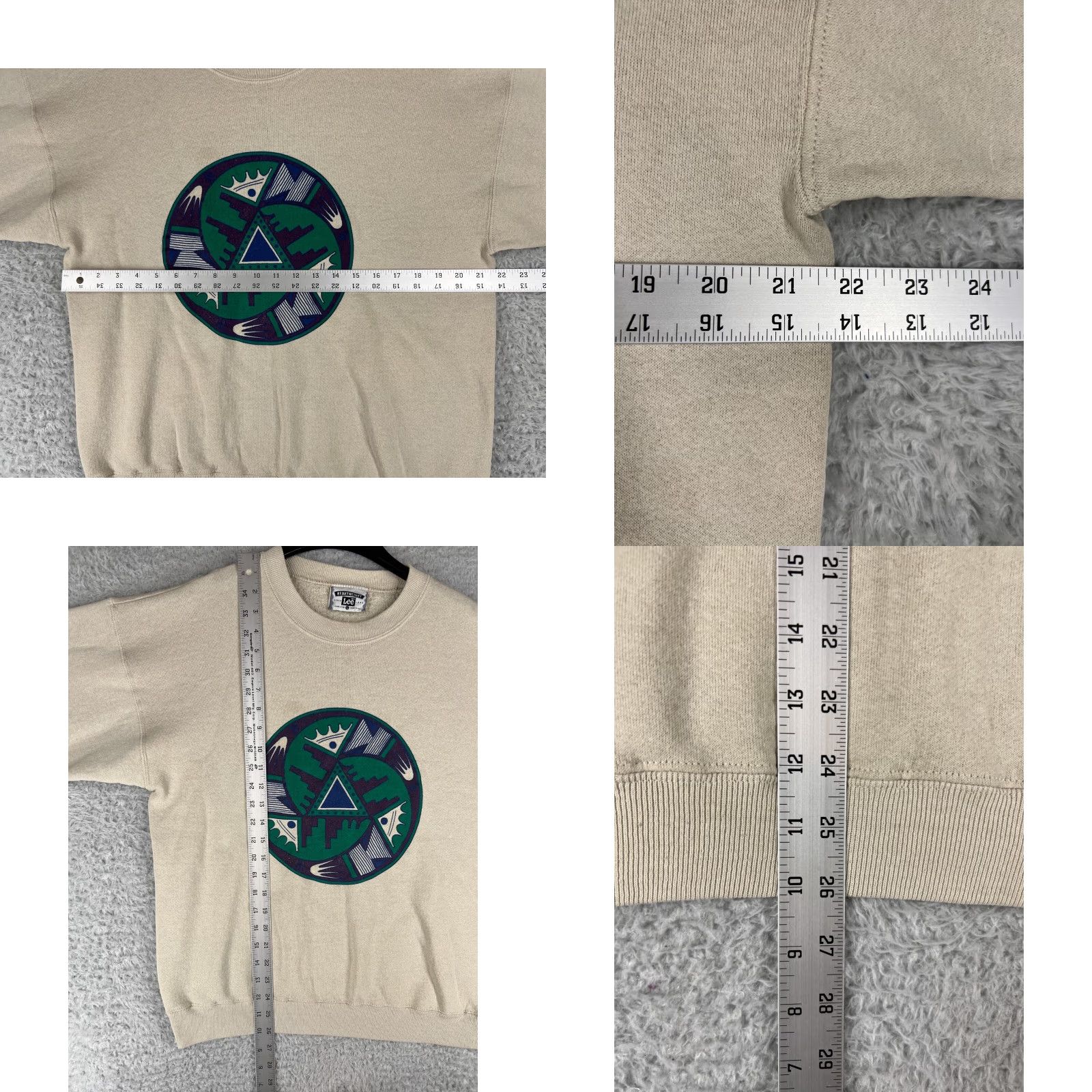 Lee VINTAGE Lee Sweater Mens Large Beige Southwestern Aztec Logo USA Size US L / EU 52-54 / 3 - 8 Thumbnail
