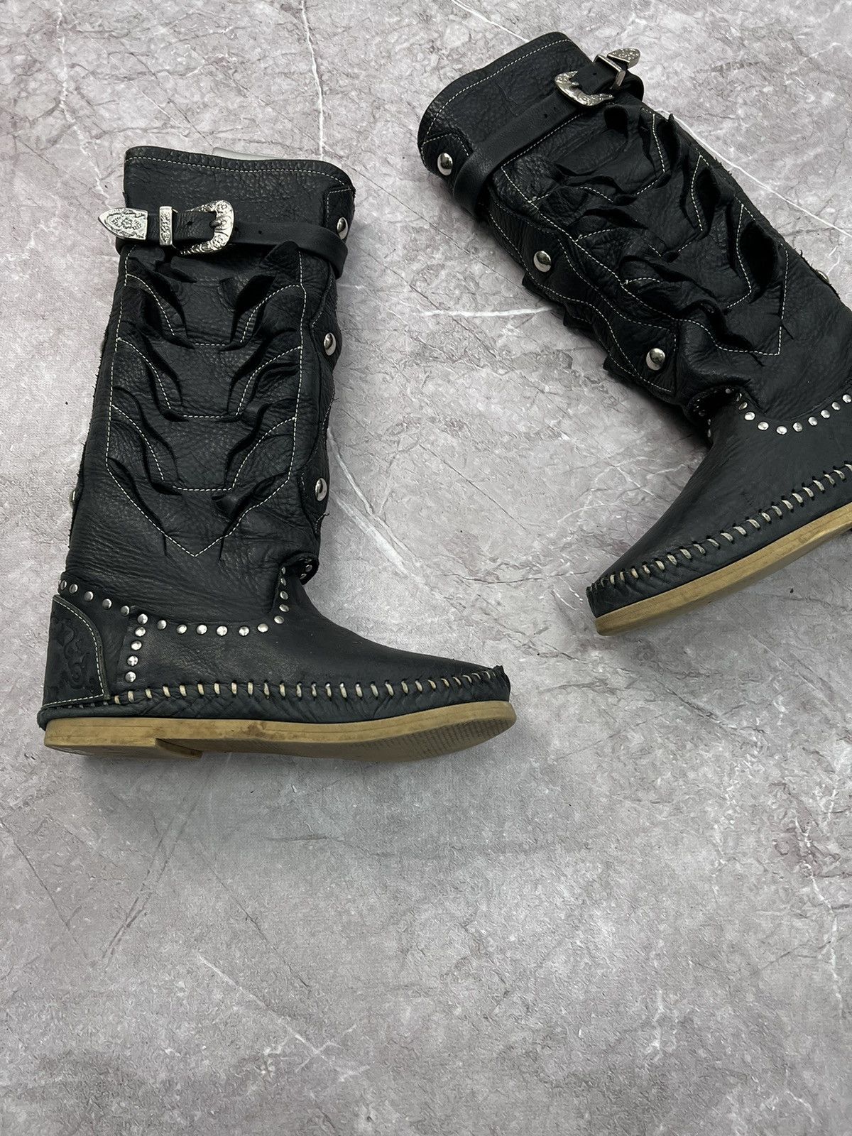 14th Addiction × Japanese Brand VINTAGE 14thAddiction style 00s Leather Boots high top shoes Size US 7 / IT 37 - 3 Thumbnail