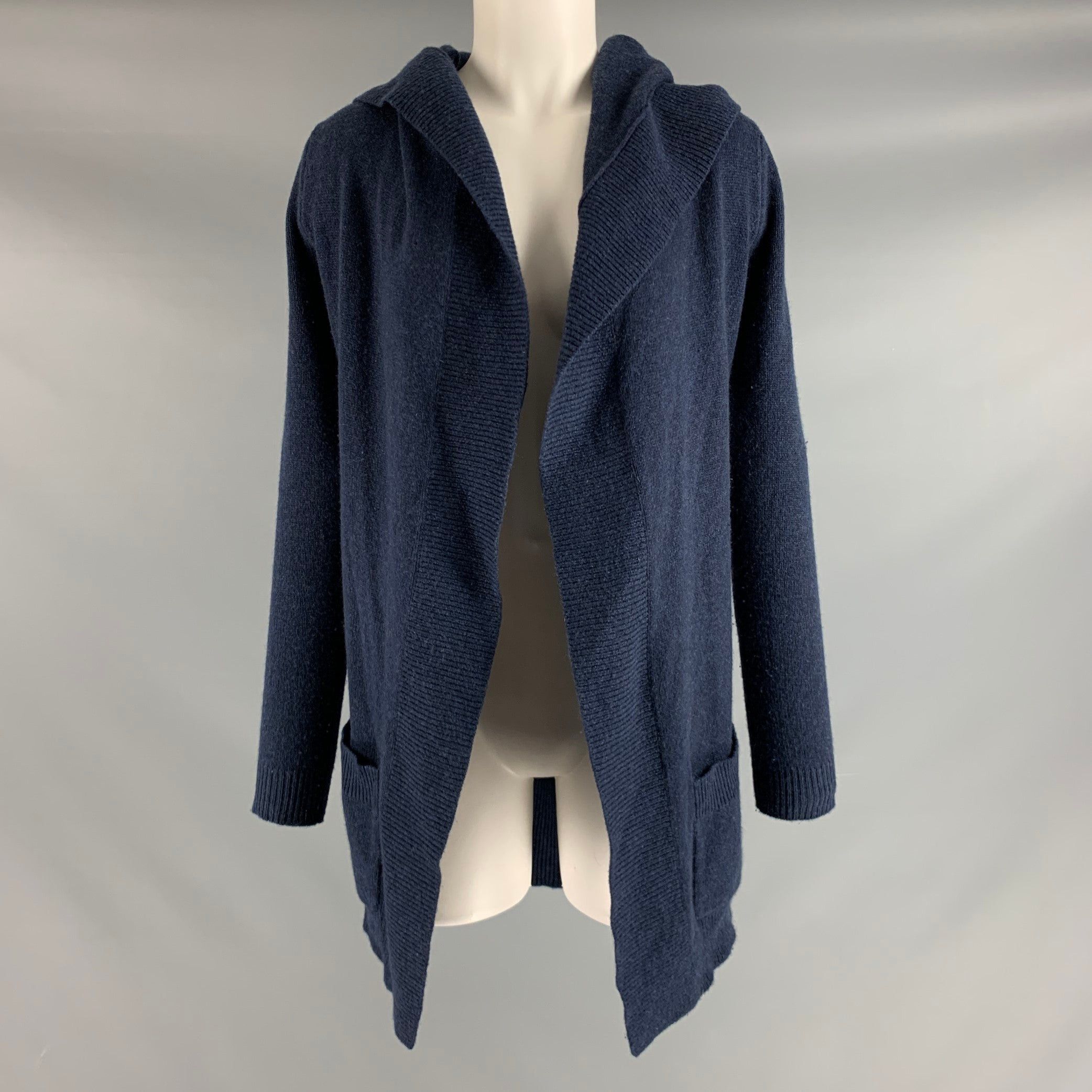 image of Theory Navy Hooded Cardigan, Women's (Size Small)