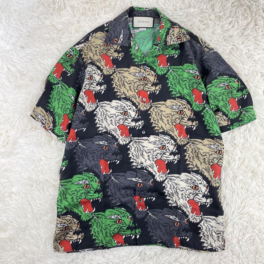 Gucci Gucci Panther Face Silk Bowling Shirt Grailed