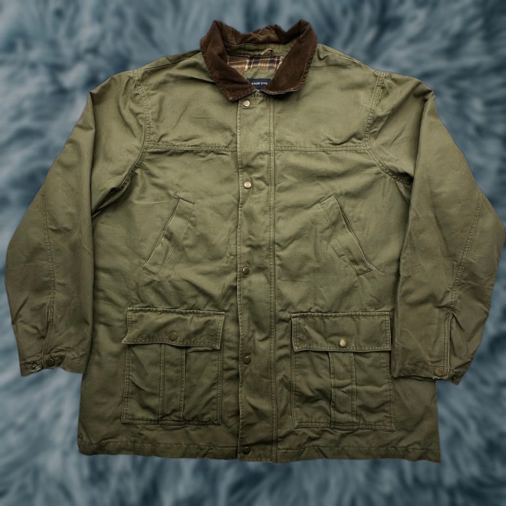 Lands' End Lands End Duck Canvas Flannel Plaid Lined Chore Work Coat Jacket Mens XXL Green Jacket Coat Overcoat Workwear Classic Chest 58in 90s Vintage No Size US XXL / EU 58 / 5 - 1 Thumbnail