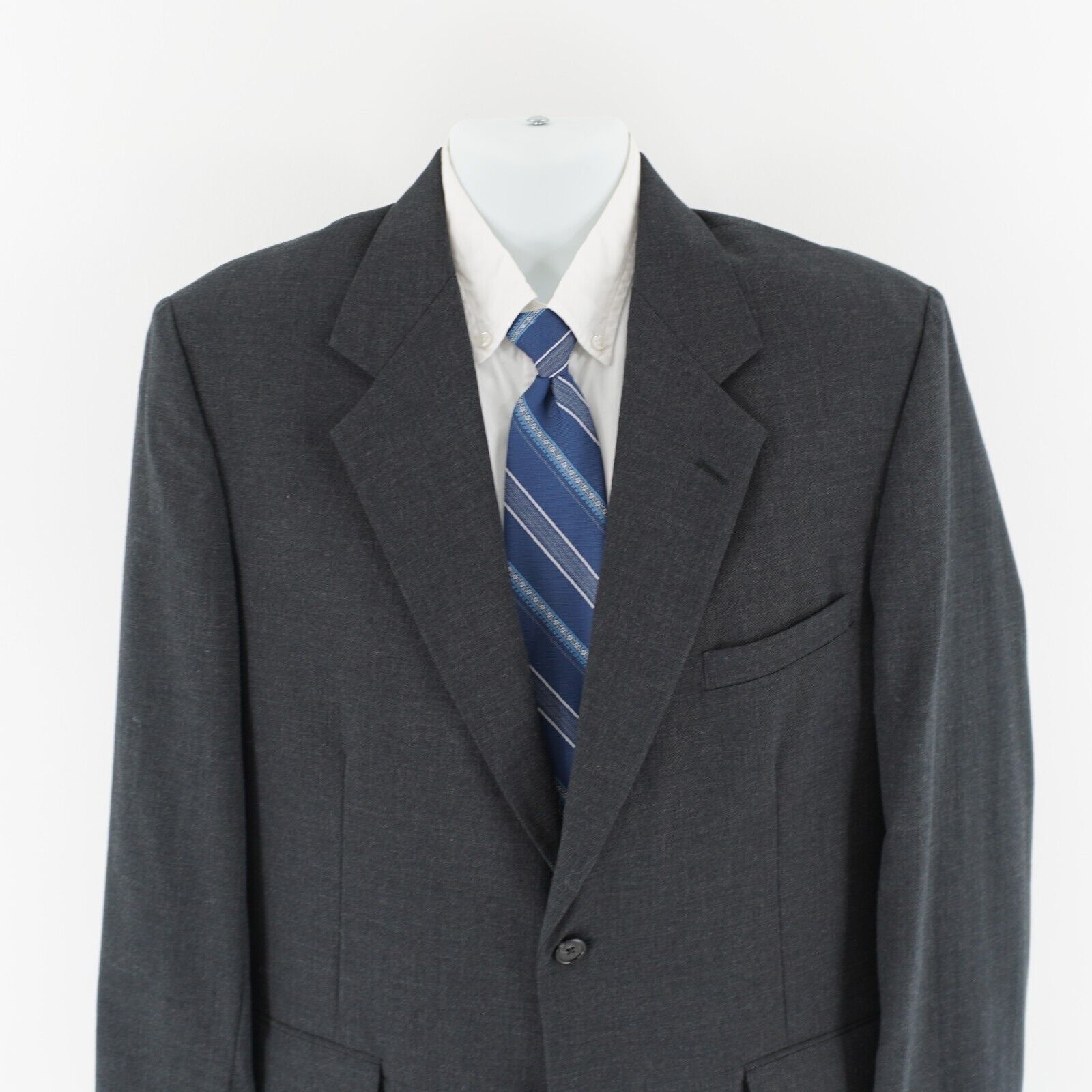 Vintage Tailors Row Deansgate Worsted Wool Gray USA 2 Button Blazer Size 42L - 1 Thumbnail
