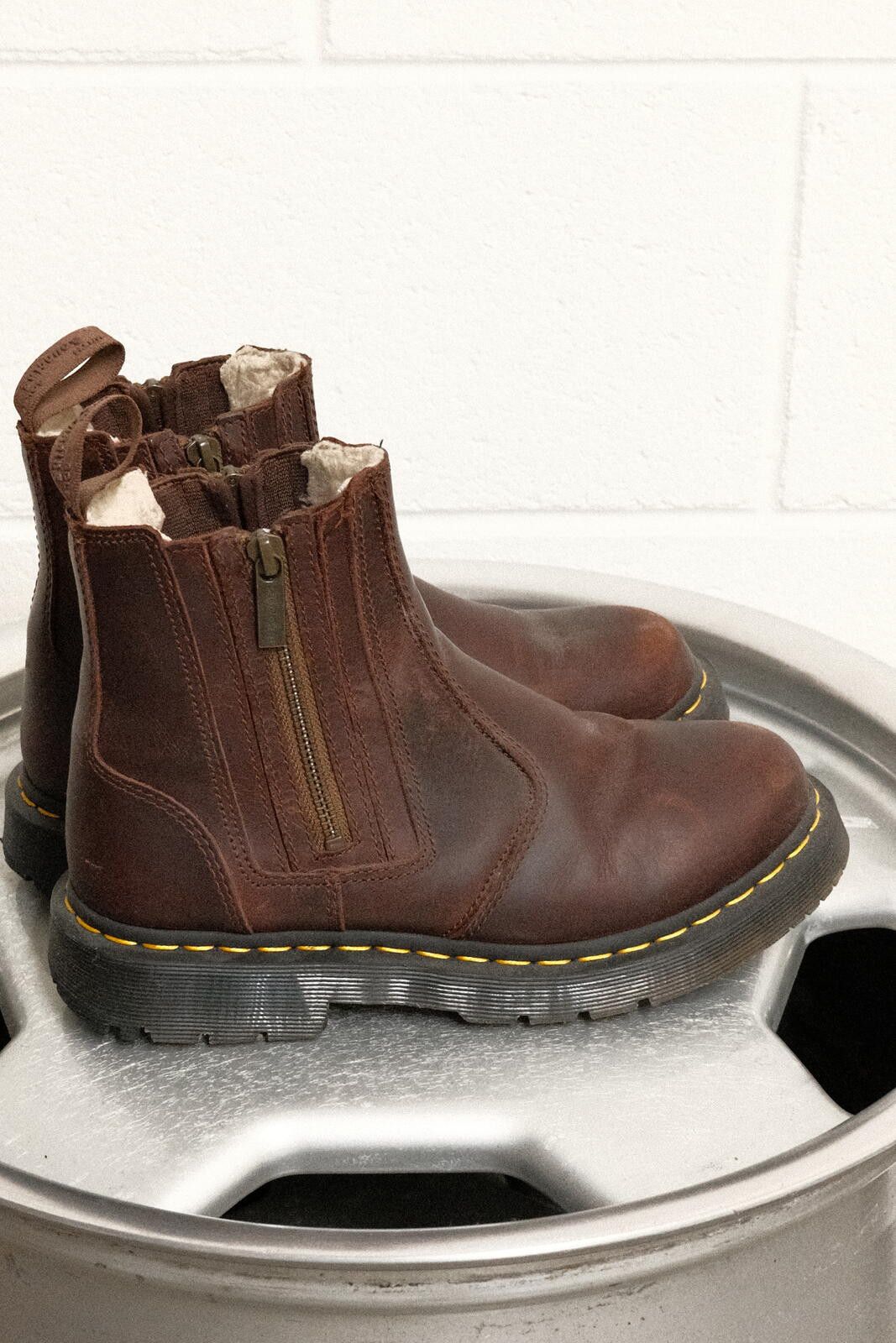 Dr. Martens Dr. Martens Brown Leather Zip-Up Ankle Boots Size US 9 / EU 42 - 2 Thumbnail
