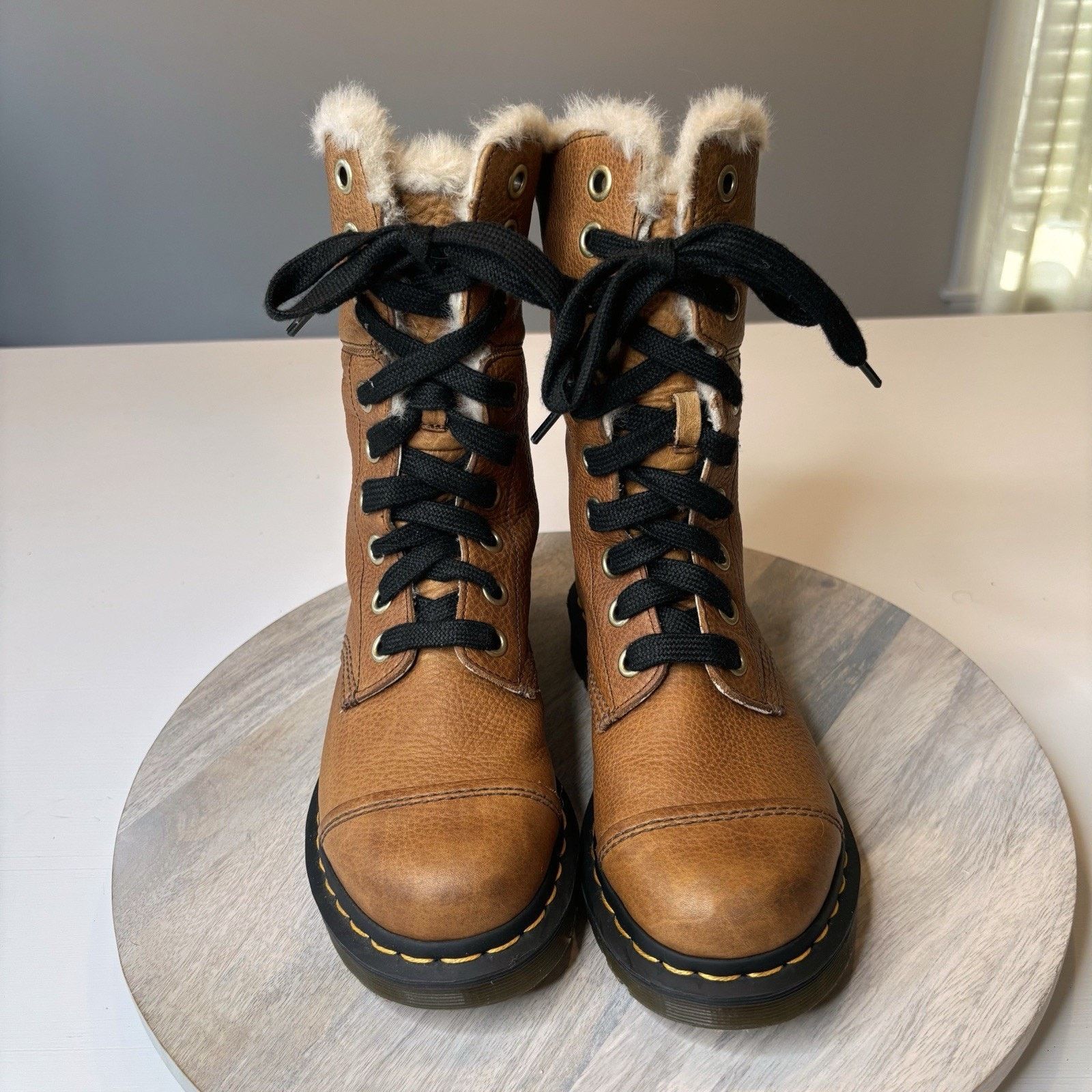 Dr. Martens Dr. Martens Women's Aimilita Grizzly Leather Boots US Size 7 Size US 7 / IT 37 - 3 Thumbnail