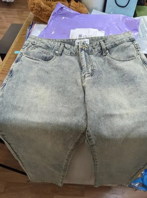 Designer Washed Jeans Zipper Split Straight Size US 30 / EU 46 - 2 Thumbnail