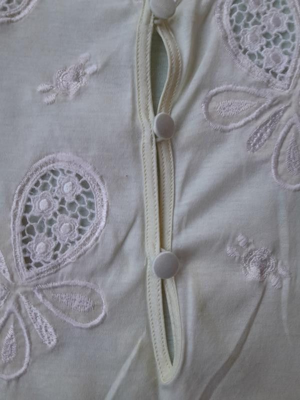 Hanro Hanro Women’s nightgown Top, Size XS, Ivory Cotton sleepwear Size XS / US 0-2 / IT 36-38 - 3 Thumbnail