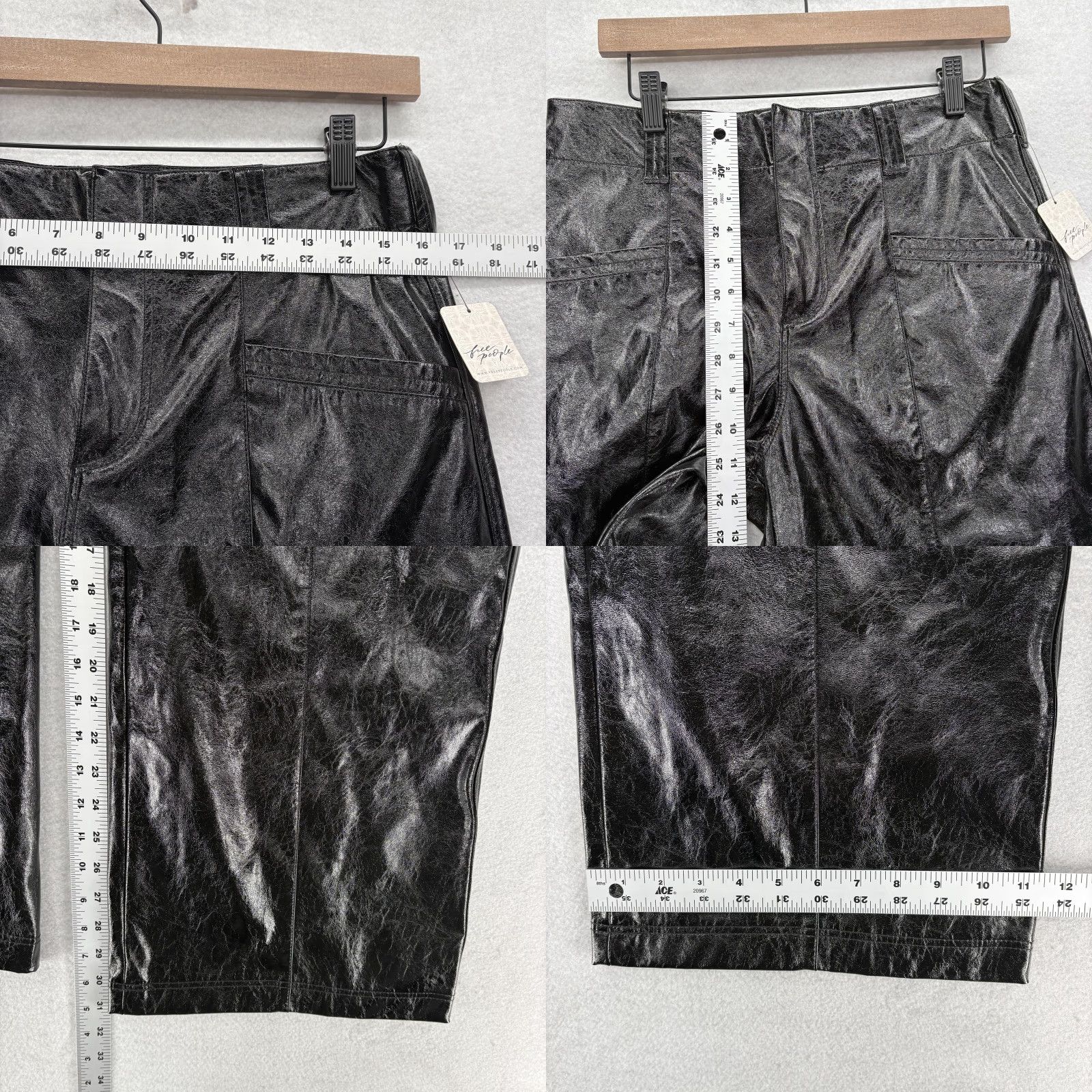 Free People Free People Pants Womens 8 Black Faux Leather Coated Wide Leg Dressy High Rise Size 30" / US 8 / IT 44 - 8 Thumbnail
