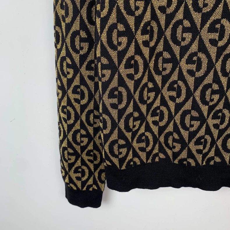 Gucci Gucci Black gold thread logo full print inlaid round-neck w Size US XS / EU 42 / 0 - 4 Thumbnail