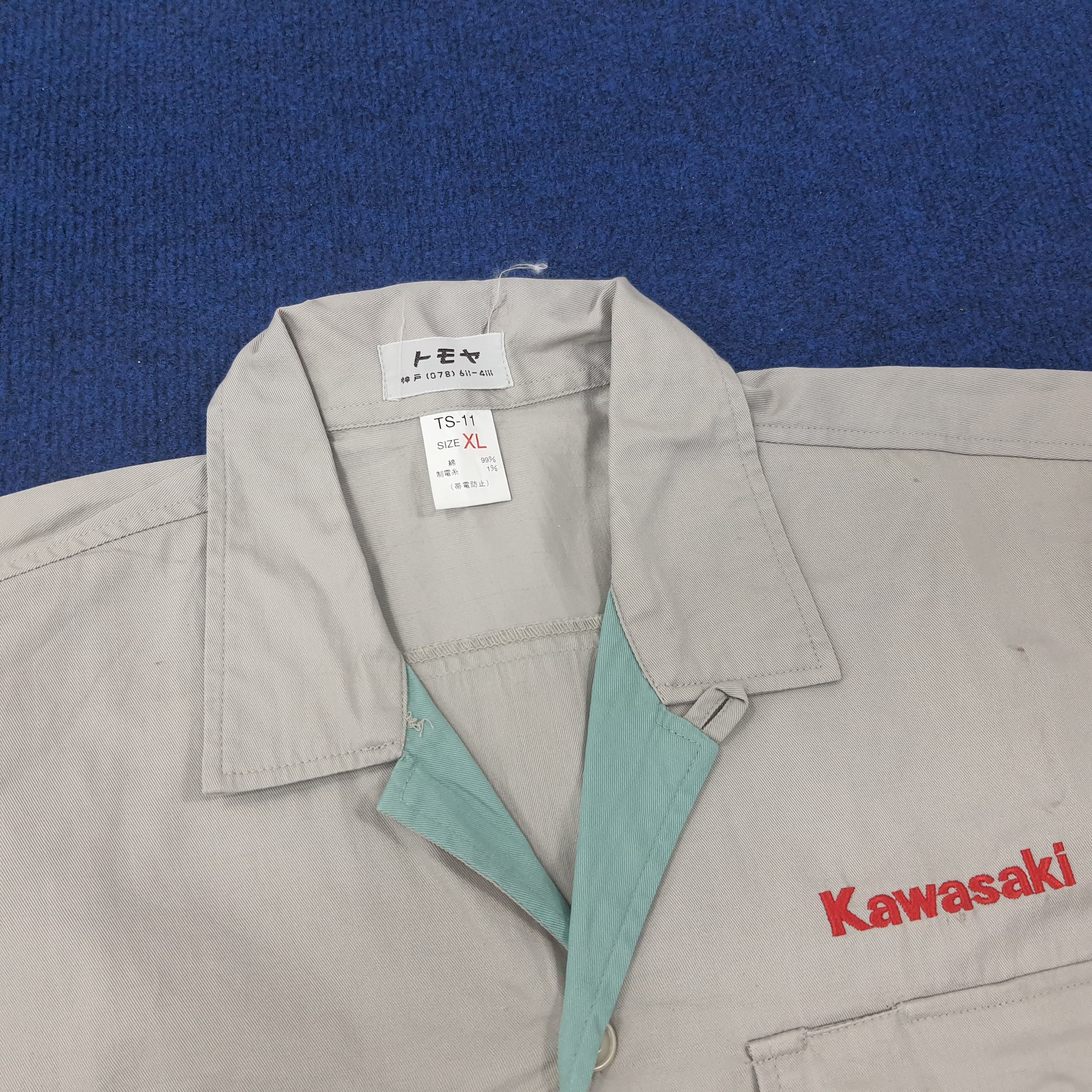 Japanese Brand × Vintage Vintage Kawasaki Japan Brand Racing Biker Work Shirt C219N55 Size US M / EU 48-50 / 2 - 4 Thumbnail