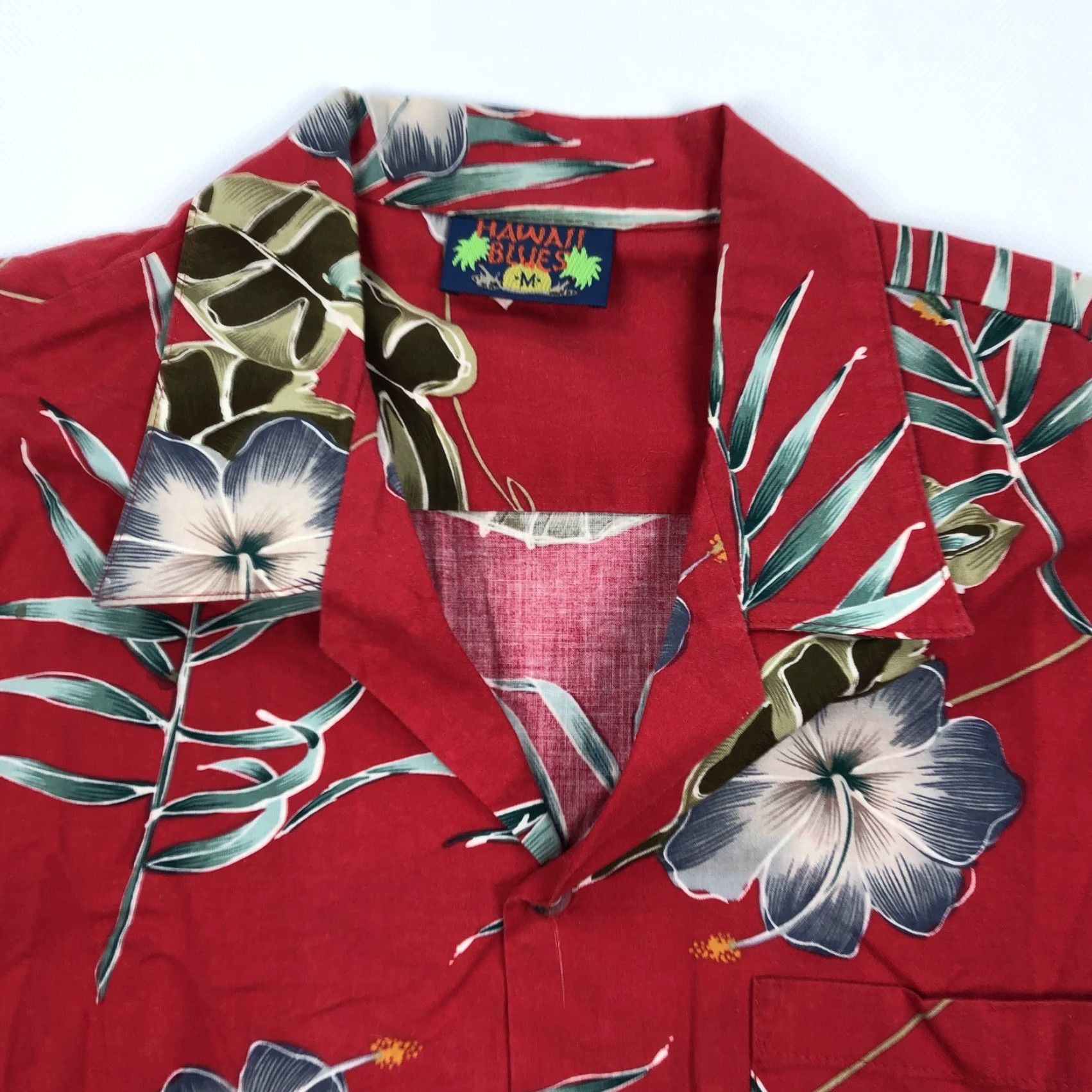 Vintage Hawaii Blues Men's Red Floral Hibiscus Hawaiian Aloha Shirt Casual Button Down M Size US M / EU 48-50 / 2 - 2 Thumbnail