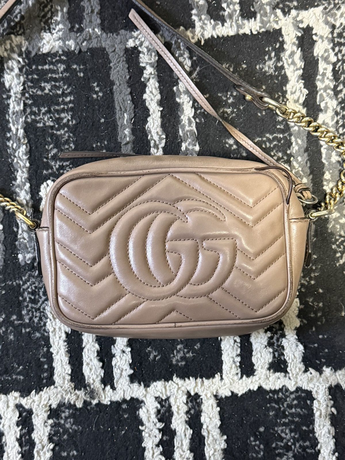 Gucci Gucci GG Marmont Mini Camera Bag in Taupe Leather Size ONE SIZE - 6 Thumbnail