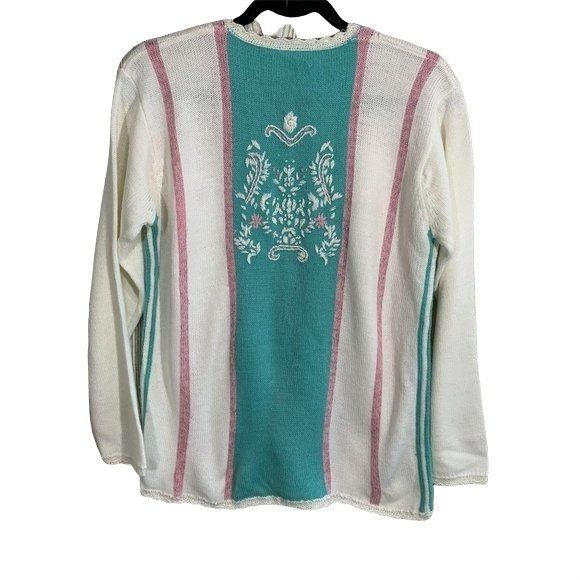 Vintage Vintage Joyce Pastel Floral Embroidered Grandmacore Sweater Size S / US 4 / IT 40 - 6 Thumbnail