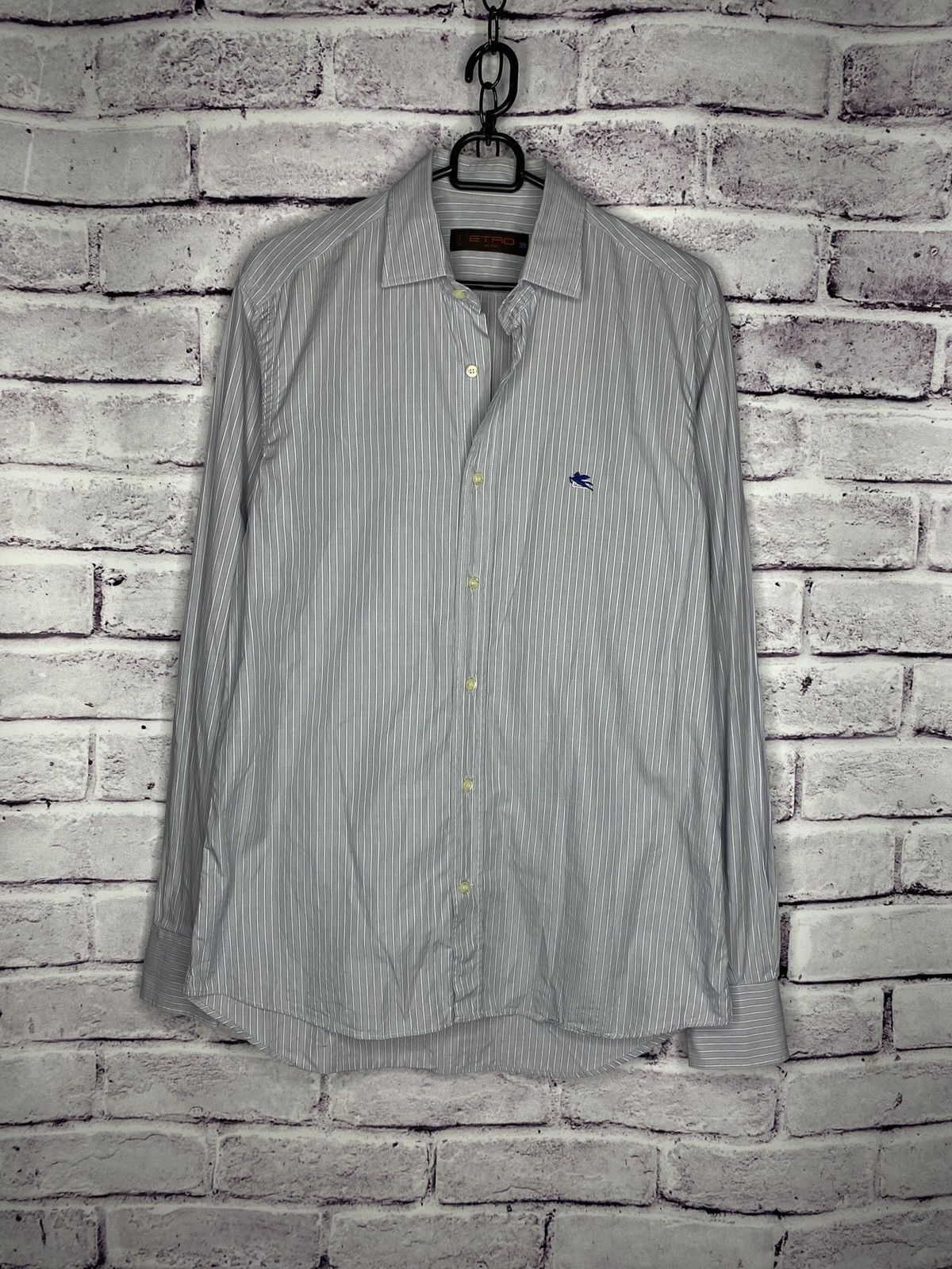 Etro Mens Vintage Gray Etro Luxury Striped Shirts Button Up Size US M / EU 48-50 / 2 - 1 Thumbnail