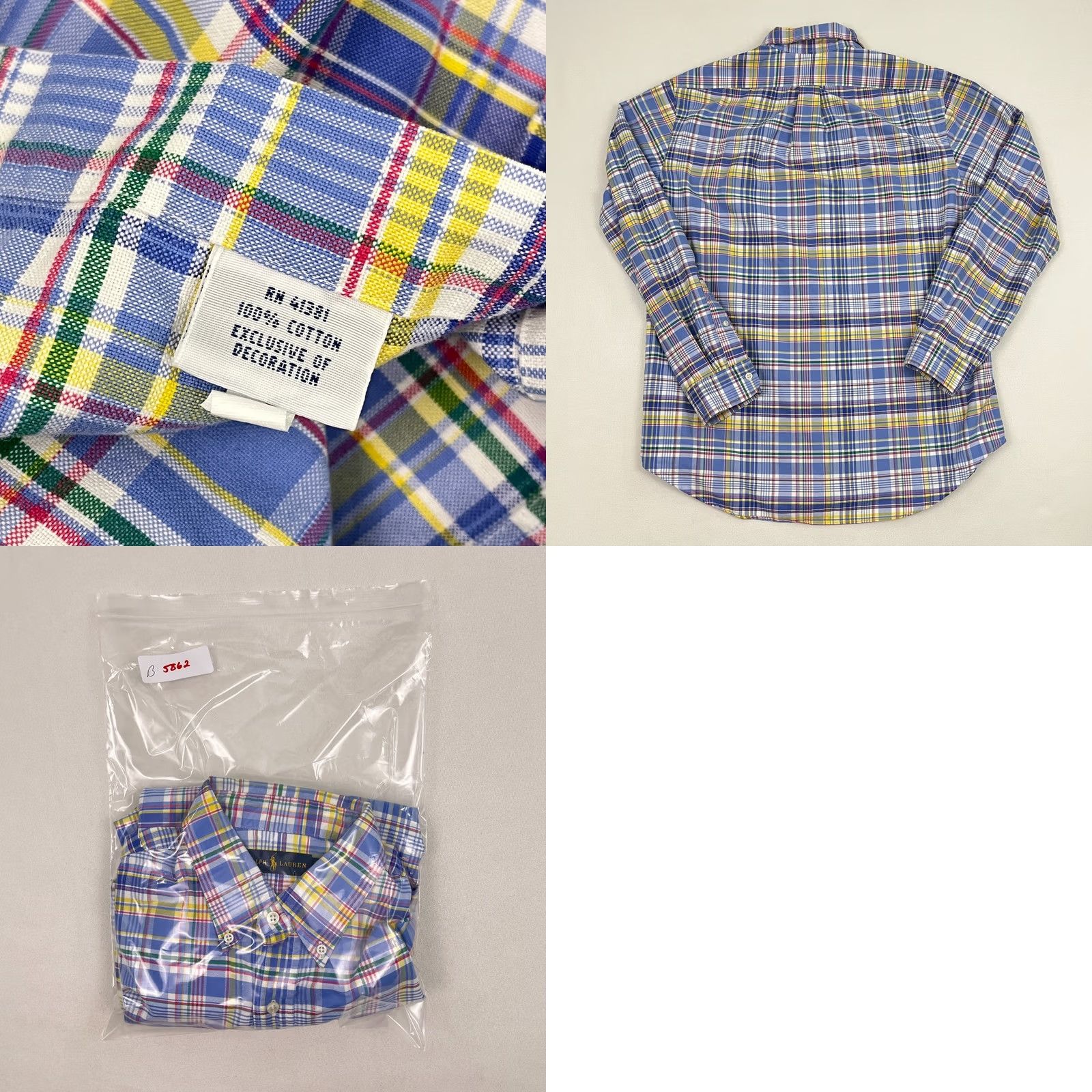 Polo Ralph Lauren Ralph Lauren Shirt Mens Large Blue Madras Plaid Flesh Pony Button Down Preppy Shirt Size US L / EU 52-54 / 3 - 8 Thumbnail