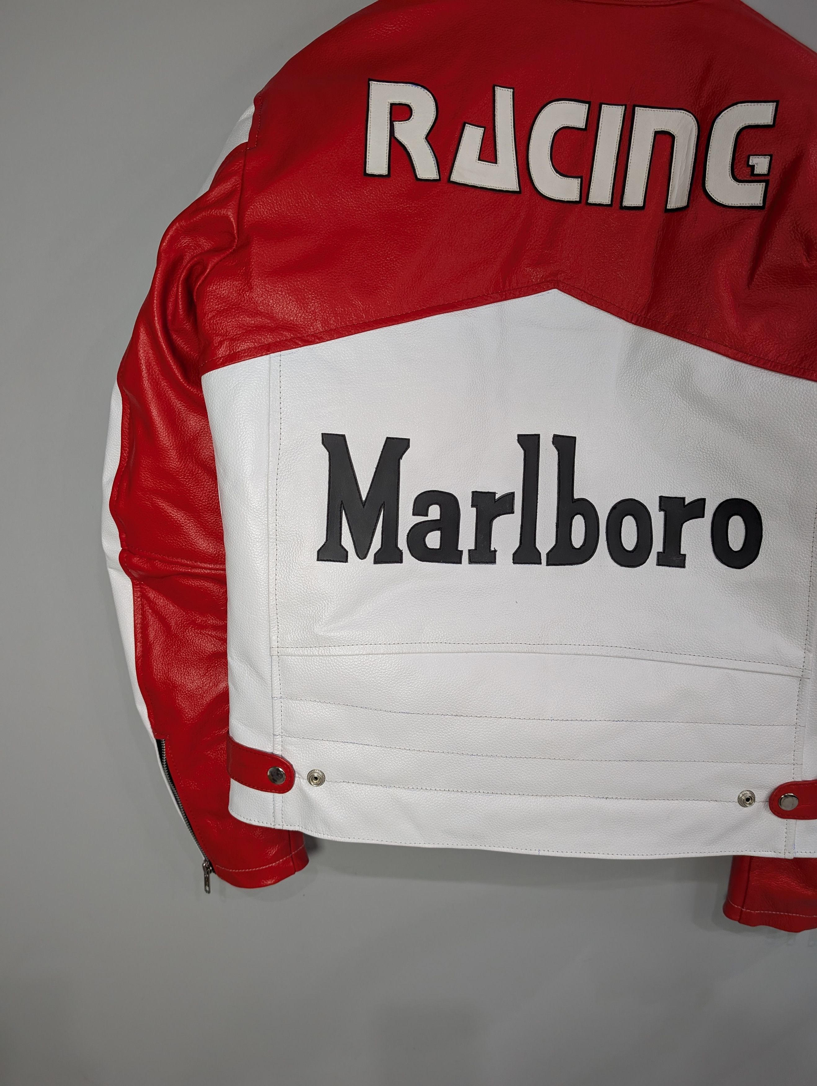 Vintage 🔥Marlboro🔥 Vintage 70s Racing Leather Jacket Rare Size L / US 10 / IT 46 - 7 Thumbnail