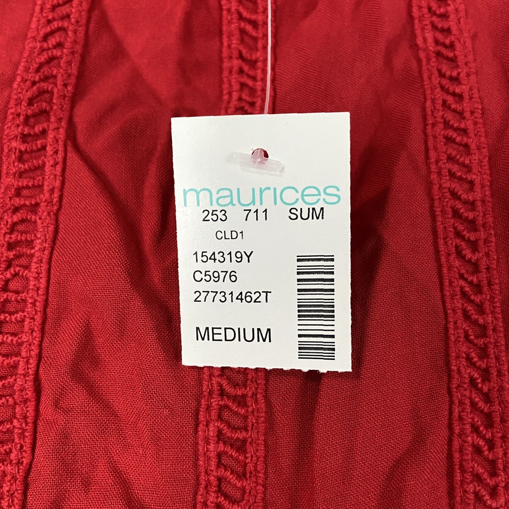 Vintage Maurices Women's Blouse Short Sleeve Red Floral M Fall Spring Summer Size M / US 6-8 / IT 42-44 - 5 Thumbnail